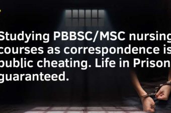 Studying PBBSC/MSC nursing courses as correspondence is public cheating. Life in Prison guaranteed.